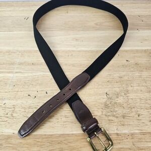 Dockers Stretch Canvas & Leather Tab Mens Belt Brown Black Size 42